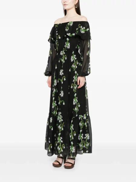 Rochie maxi Cynthia Rowley de mătase de costum negru