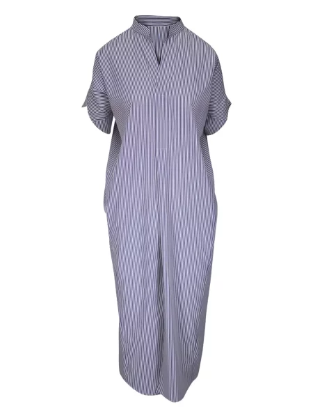 Sukienka midi Zero + Maria Cornejo w paski do kolan garniturowa niebieska