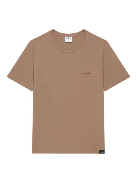Tricou Courreges cu broderie scurt maro