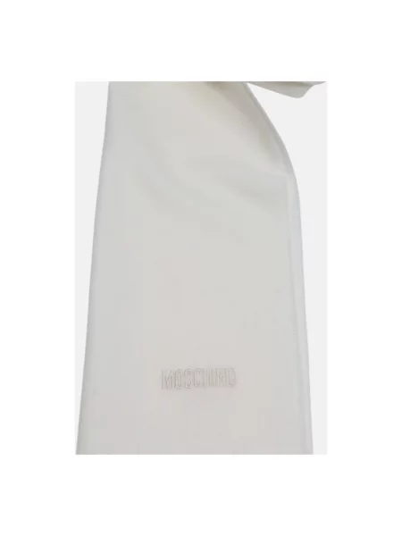 Moschino Akcesoria Mężczyzna Biały ONE SIZE Wełniany szal z frędzlami beżowa