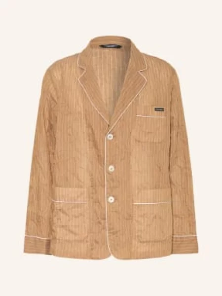 Dolce & Gabbana Marynarka O Kroju Regular Fit Z Lnu beige beżowa