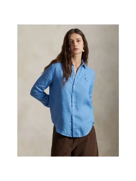 Lniana koszula z lnu Polo Ralph Lauren klasyczna niebieska