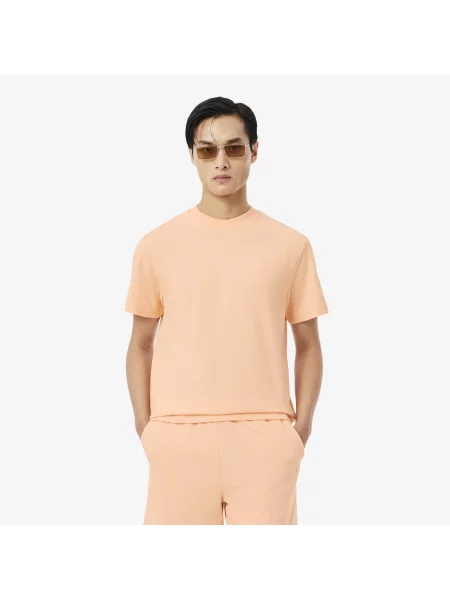 Lacoste T-Shirt Z Teksturowanego Dżerseju różowy