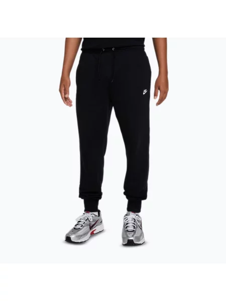 Pantaloni pentru bărbați Nike Club French Terry Joggers black/black/white alb