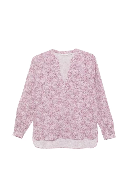 Bluză Xacus de in cu model floral cu imagine violet