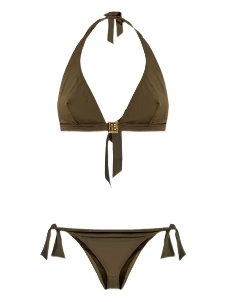 Bikini Balmain cu gât halter verde