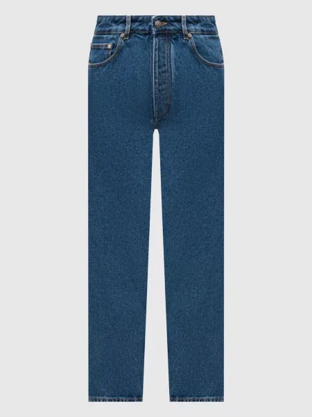 Джинси з фактурною монограмою логотипа Palm Angels S сині