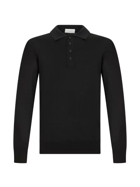 Tricou polo Paolo Pecora de lână negru