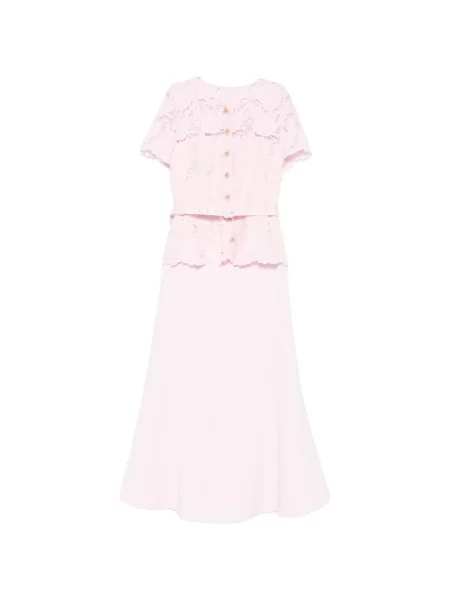 Костюм рокля Self-portrait с дантела розово