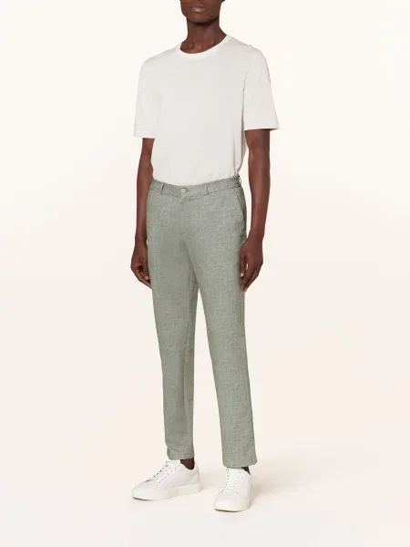 Paul Spodnie Garniturowe Z Dżerseju Slim Fit gruen zielone