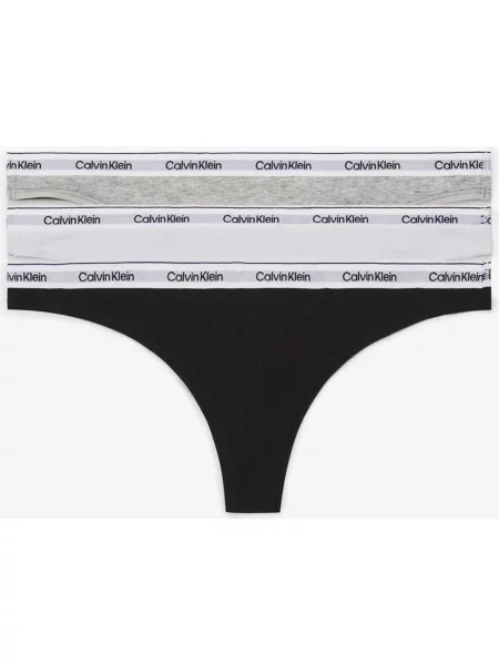 Stringi Calvin Klein Modern Logo czarne szare 3 sztuki XL białe