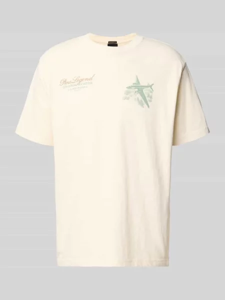 T-shirt o kroju relaxed fit z logo w formie nadruków i okrągłym dekoltem Pme Legend beżowa