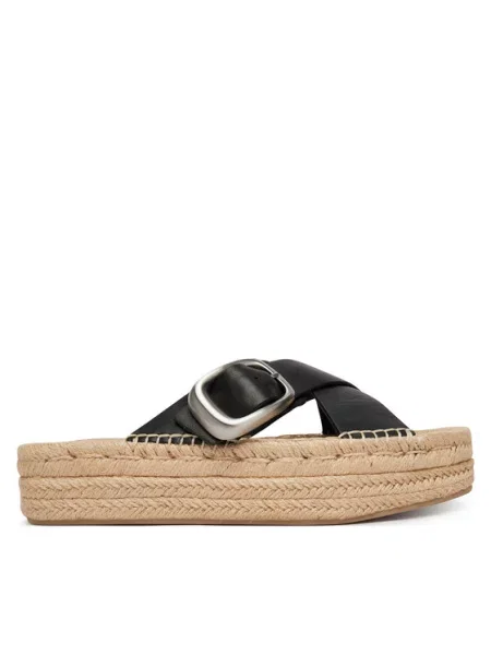 Espadrilky Calvin Klein Flatf Espadrill Cross Lth Hdw čierna