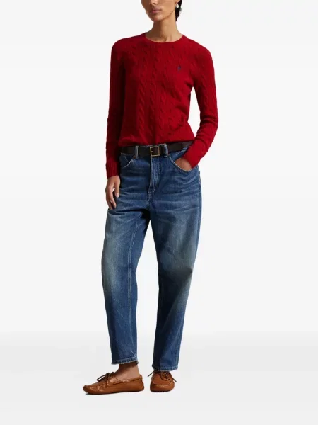 Căciulă Polo Ralph Lauren cu broderie cu dungi cowboy roșu