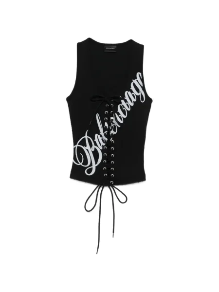 Top Balenciaga din dantelă negru