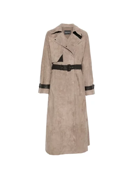 Cu centură trenci Emporio Armani din piele de căprioară