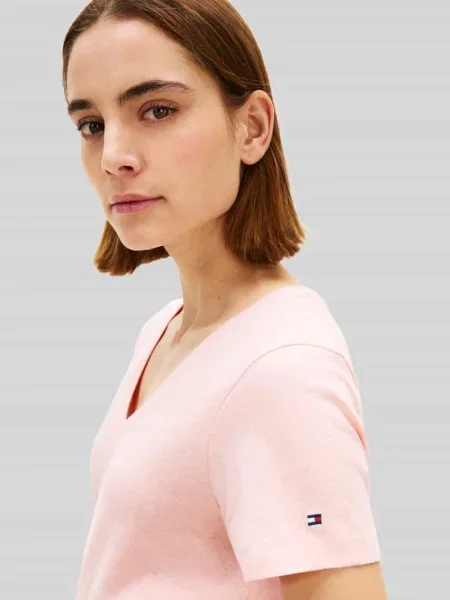 Męski t-shirt o kroju regular fit z mieszanki lnu Tommy Hilfiger różowa