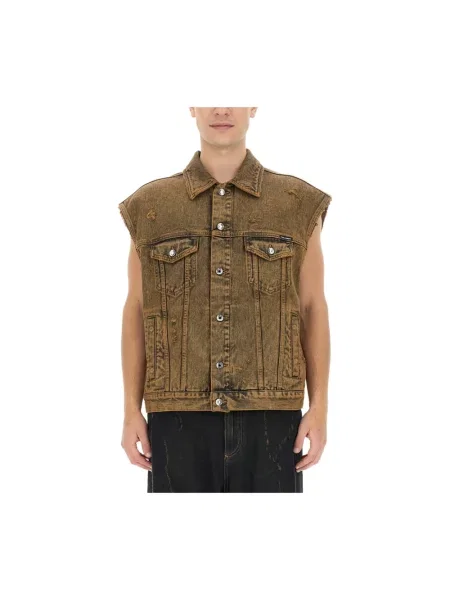 Kamizelka jeansowa Dolce And Gabbana brązowa
