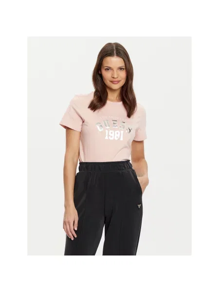 Guess Marškinėliai Regular Fit rožinė