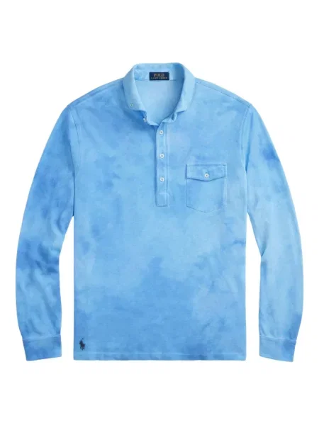 Haftowane szorty jeansowe Polo Ralph Lauren skórzane na ramiączkach niebieskie