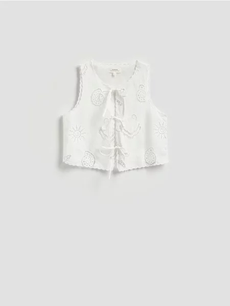 Reserved Vestă ajurată alb