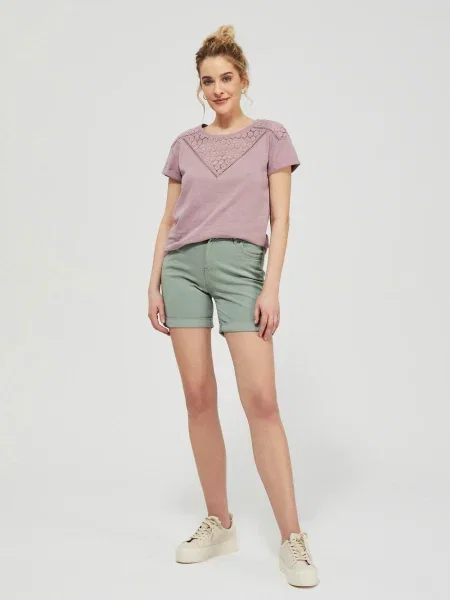 Pantaloni scurți Moodo din lyocell kaki