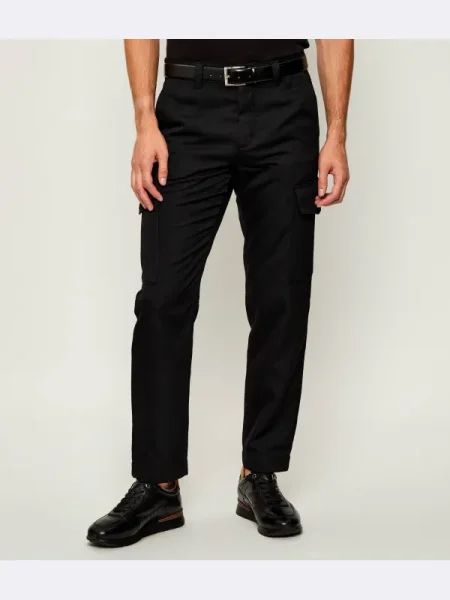 BOSS ORANGE Pantaloni cargo Sisla-R | Tapered fit cu adaos de lână negru
