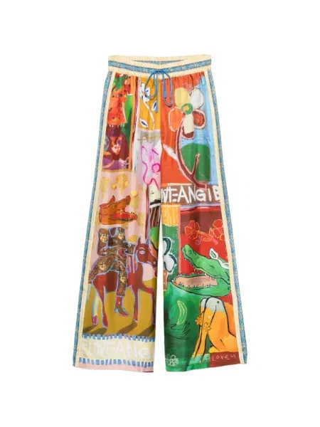 Pantaloni palazzo Alemais cu imagine portocaliu
