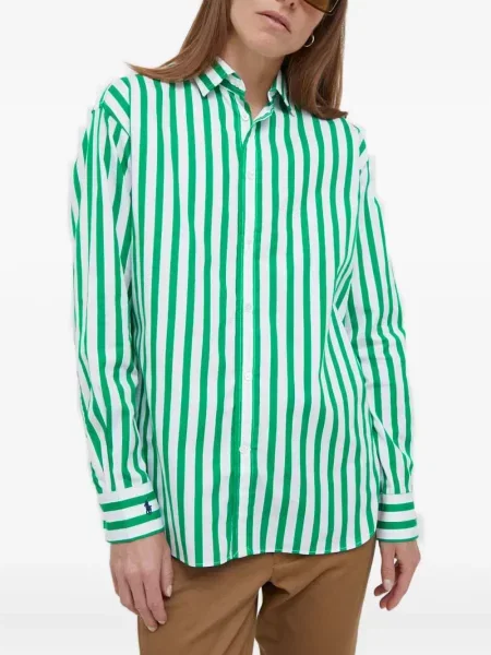 Top Polo Ralph Lauren cu broderie cu dungi alb