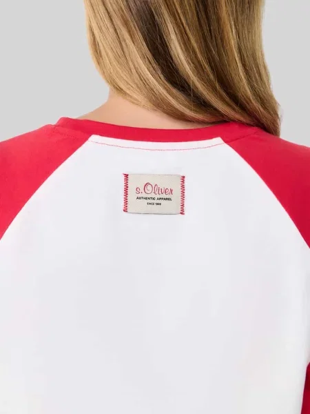 Bluzka z długim rękawem o kroju regular fit z czystej bawełny s.Oliver x Heidi Klum S.oliver Red Label czerwona