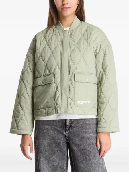 Matlasat geacă de blugi Karl Lagerfeld Jeans verde