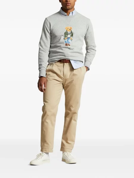 Tricou polo Polo Ralph Lauren cu glugă cu blană cu broderie roșu