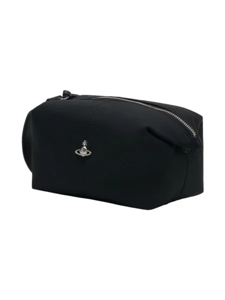 Kosmetyczka Vivienne Westwood z logo skórzana czarna