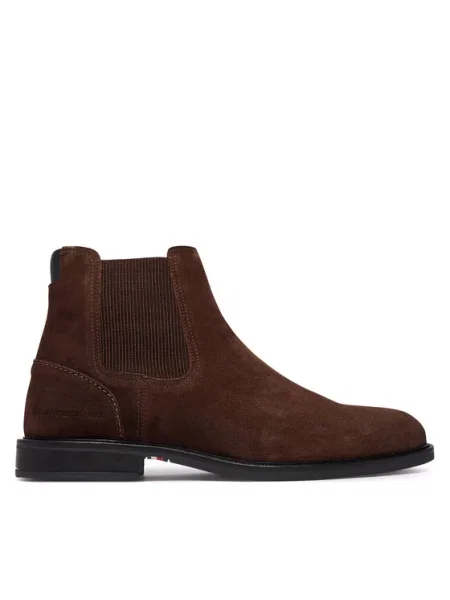 Tommy Hilfiger Sztyblety Corporate Dressy Suede Chelsea brązowy