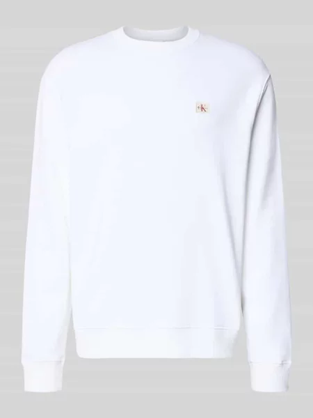 Bluza o kroju regular fit z naszywką z logo model ‘Terry’ Calvin Klein Jeans biała