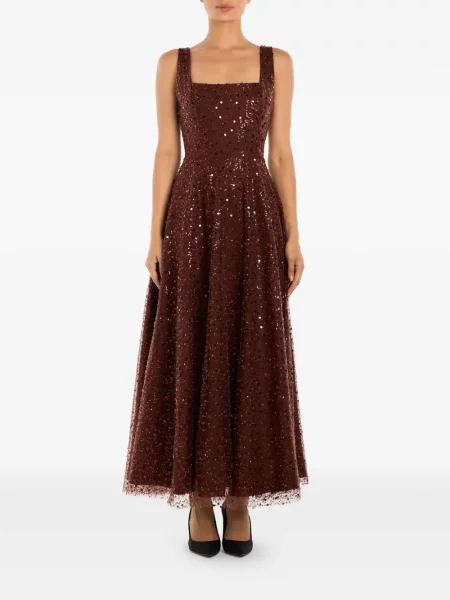 Rochie maxi Post Meridiem cu paiete de costum maro