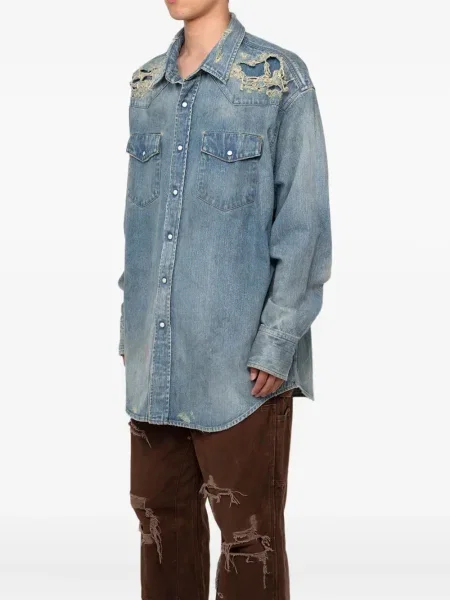 Košile Kamiya s oděrkami modrá