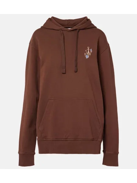 Hanorac cu glugă Jw Anderson cu broderie din jerseu maro