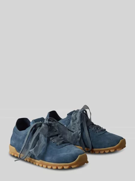 Sneakersy ze skóry welurowej z dwoma sznurowadłami Ck Calvin Klein niebieskie