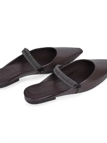 Με τιράντες mules Brunello Cucinelli χωρίς τακούνι περιδέραιο καφέ