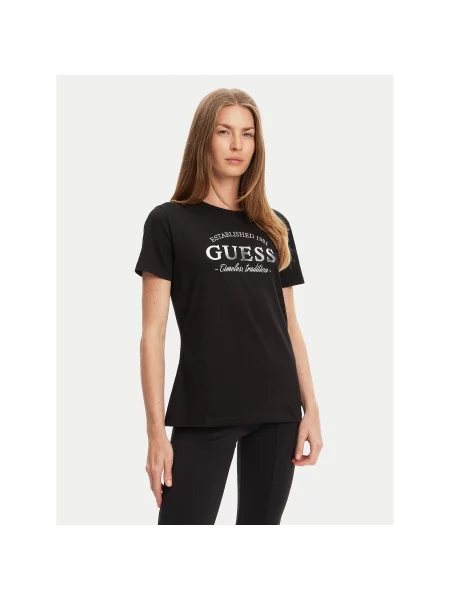 Guess T-Shirt Regular Fit μαύρο
