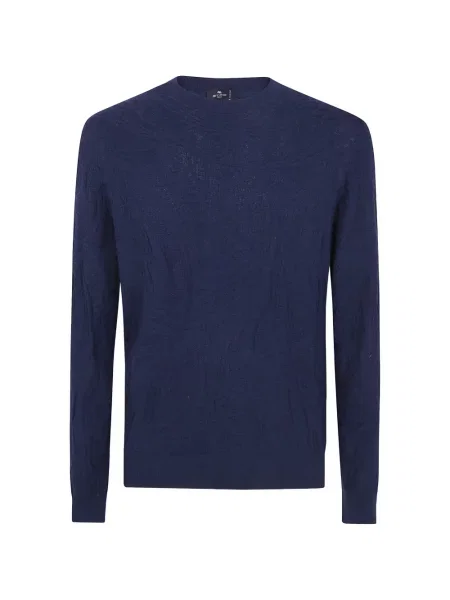 Lung pulover Etro cu model paisley din jacard albastru