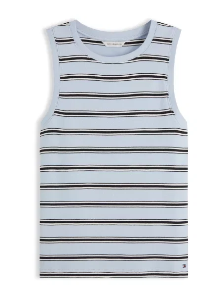 TOMMY HILFIGER Top albastru deschis / negru alb