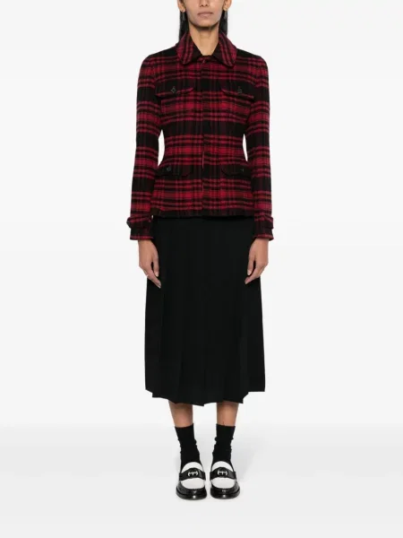 Aksamitna talia spódnica plisowana Polo Ralph Lauren w kratkę czarna