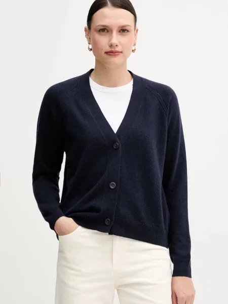 Sisley kardigan z dodatkiem wełny lekki granatowy