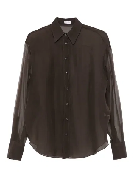 Jedwabna koszula Brunello Cucinelli brązowa