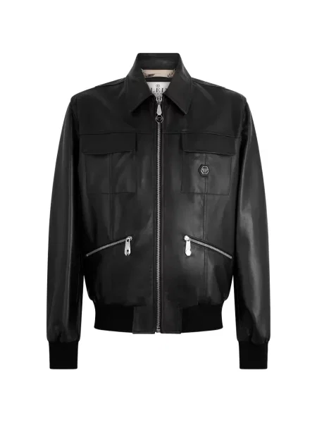 Geanta de piele Philipp Plein negru