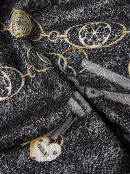Chusta z mieszanki z detalem z logo Guess czarna