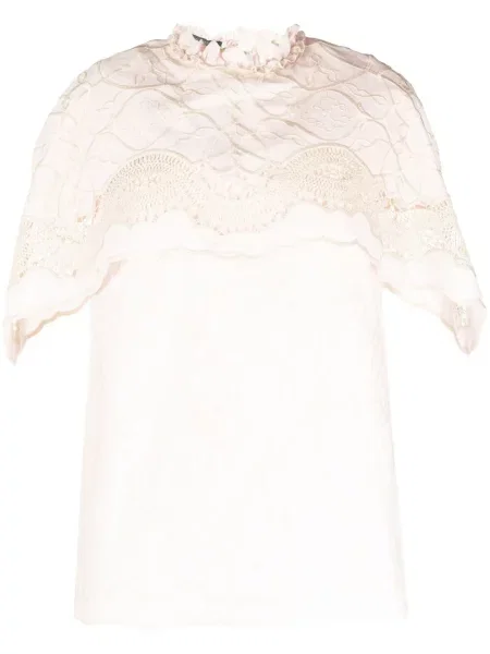 Bluză Alberta Ferretti cu broderie scurtă roz