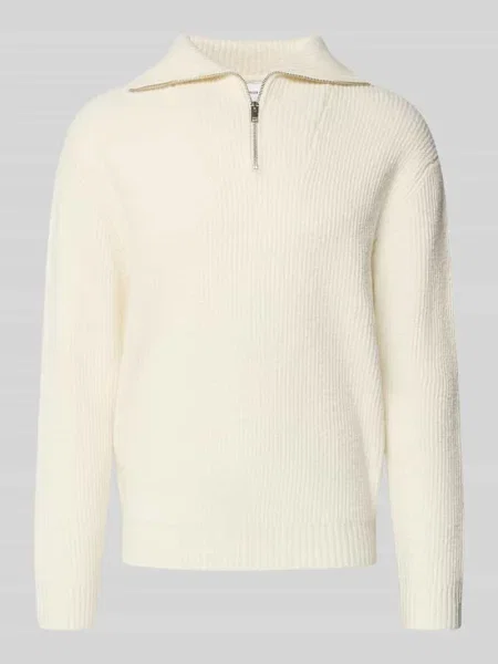 Sweter z dzianiny o kroju oversized z domieszką bawełny Lindbergh biały